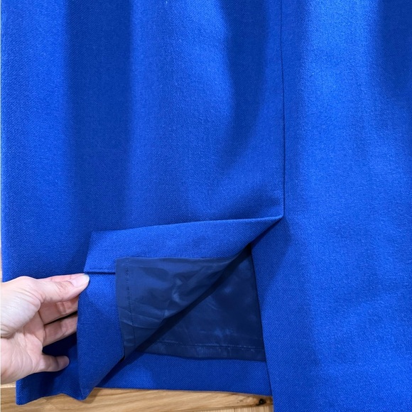 J. Crew Cobalt Blue 100% Wool Midi Pencil Skirt Office Business Sophistication - Picture 5 of 11